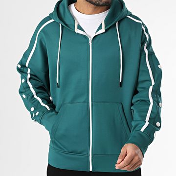 Classic Series - Sudadera con capucha y cremallera verde botella