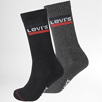 Levi's - Juego de 2 pares de calcetines 901012001 Negro Gris Carbón