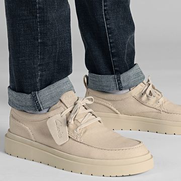 Clarks - Zapatillas de lona Polden Moc Off White