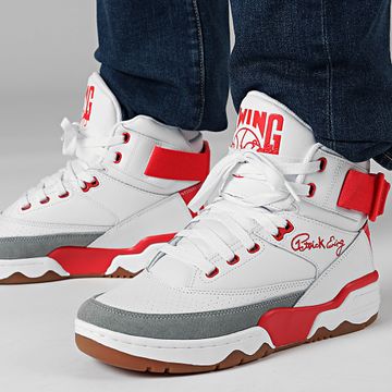 Ewing Athletics - Ewing 33 Hi 1BM02597 Blanco Fiery Red Highrise Gum Sneakers