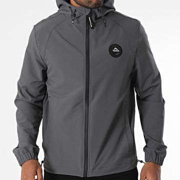 Helvetica - Chaqueta con cremallera y capucha Havana gris marengo