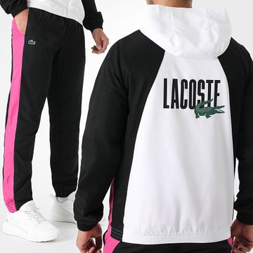 Lacoste - Chándal Negro Rosa Blanco Logo Cocodrilo
