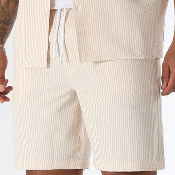 LBO - Bañador Seersucker a rayas 0396 Beige Blanco