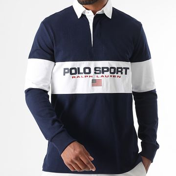 Polo Ralph Lauren - Polo de manga larga Classic Fit Polo Sport Azul Marino Blanco