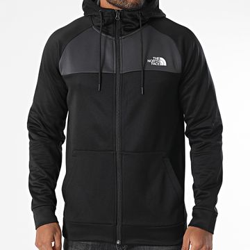 The North Face - Chaqueta con capucha y cremallera Reaxion Fleece A8CNP Negro Gris Carbón