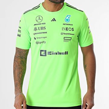 Adidas Performance - Mercedes AMG Striped Tee Shirt JZ7402 Verde Fluo