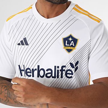 Adidas Performance - Camiseta A Rayas Con Rayas Los Angeles Galaxy JL5825 Blanco Azul Marino Naranja