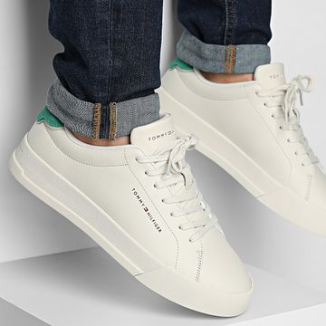 Tommy Hilfiger - Court Piel Detalle Zapatillas Essential 5367 Alabaster