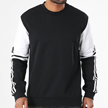 Adidas Performance - Sudadera Cuello Redondo Con Rayas SQ25 JE2780 Negro Blanco