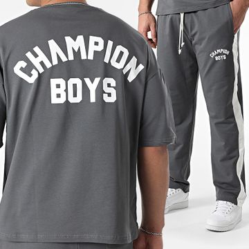 Ikao - Conjunto de camiseta oversize y pantalón de chándal gris antracita