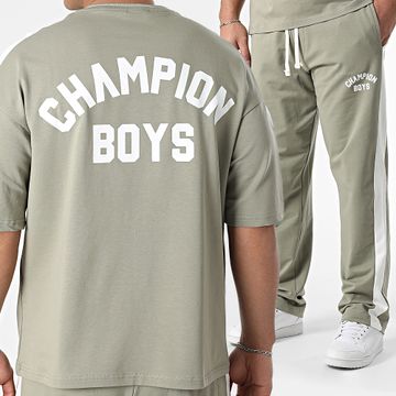 Ikao - Conjunto de camiseta oversize y pantalón de chándal verde caqui claro