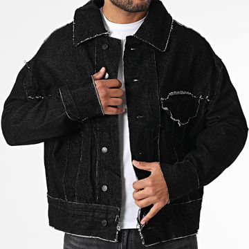 Ikao - Chaqueta vaquera a rayas negra 006