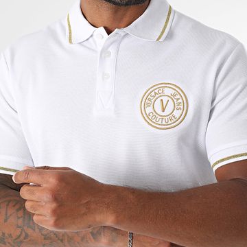 Versace Jeans Couture - Vemblem Polo Bordado Manga Corta 78GAGT00-CJ01T Blanco Oro