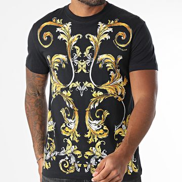Versace Jeans Couture - Camiseta Barocco Contorno 78GAH6SB-JS461 Negro Oro Renacimiento