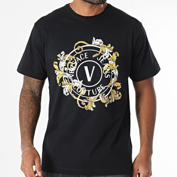 Versace Jeans Couture - Camiseta Vembleme Baroque 78GAHC01-CJ01C Negro Amarillo Blanco