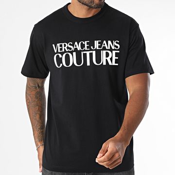 Versace Jeans Couture - Camiseta Logo Charol 78GAHE05-CJ00E Negro Blanco