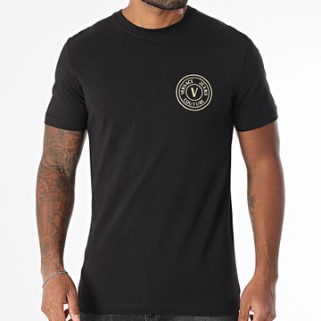 Versace Jeans Couture - Camiseta Vembl Pequeña Gruesa 78GAHT00-CJ00T Negra Oro