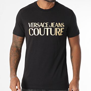 Versace Jeans Couture - Camiseta Logo Instit 78GAHT05-CJ00T Negro Oro
