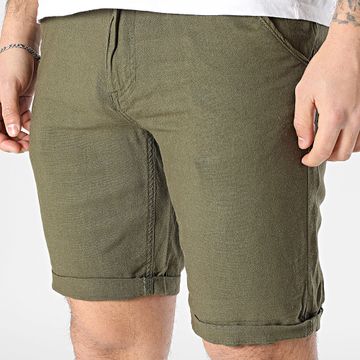 Blend - Pantalones cortos chinos de lino 20717870 Verde caqui oscuro