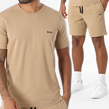 BOSS - Conjunto mixto de camiseta y pantalón corto 50515312 50515314 Camel