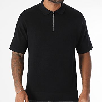 Jack And Jones - Roy Polo de manga corta con cremallera Negro