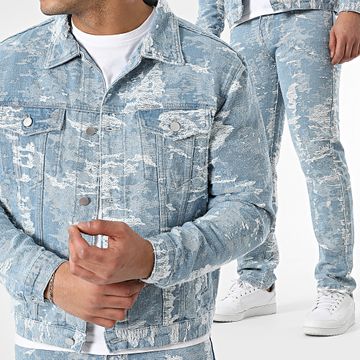 John H - Conjunto de chaqueta vaquera azul y vaqueros