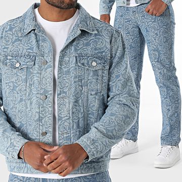 John H - Conjunto de chaqueta vaquera azul y vaqueros