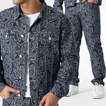 John H - Conjunto de vaqueros y chaqueta azul crudo