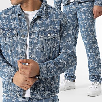 John H - Conjunto de chaqueta vaquera azul y vaqueros