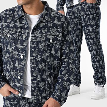 John H - Conjunto de vaqueros y chaqueta azul crudo
