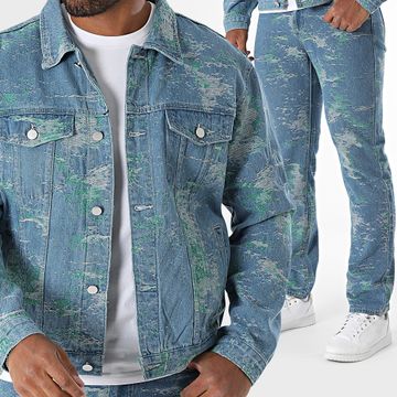 John H - Conjunto de chaqueta vaquera azul y vaqueros