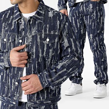 John H - Conjunto de vaqueros y chaqueta azul crudo