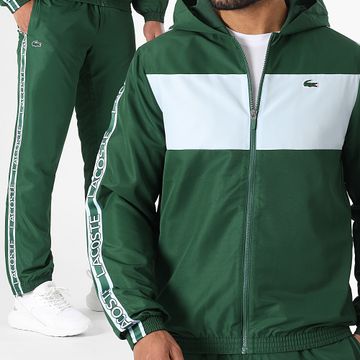Lacoste - Chándal verde oscuro con logo de cocodrilo