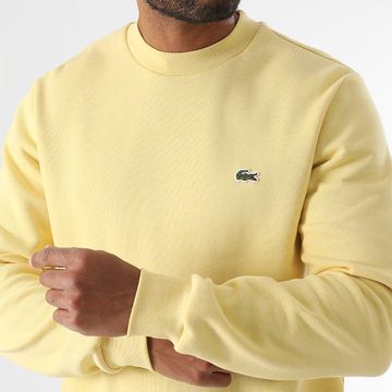 Lacoste - Sudadera con cuello redondo y logotipo bordado en cocodrilo amarillo