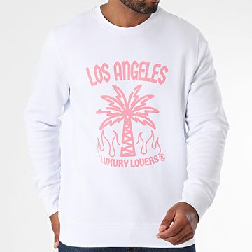 Luxury Lovers - Palm LA Sudadera cuello redondo Rosa Blanco