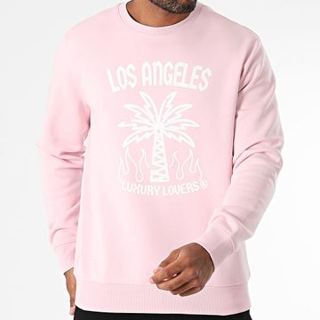 Luxury Lovers - Palm LA Sudadera cuello redondo Blanco Rosa