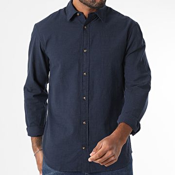 Jack And Jones - Camisa de verano de manga larga azul marino
