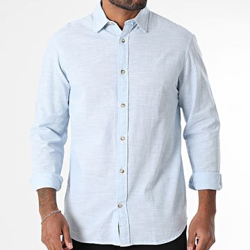 Jack And Jones - Camisa de verano de manga larga azul claro