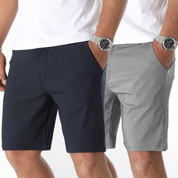LBO - Lote de 2 pantalones cortos chinos 1890 azul marino gris jaspeado