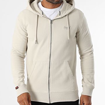 Superdry - Sudadera con capucha y cremallera Essential Logo M2014128A Beige