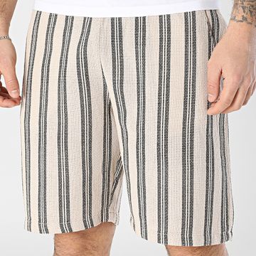 Blend - Pantalones cortos a rayas calados 20717971 Beige Negro
