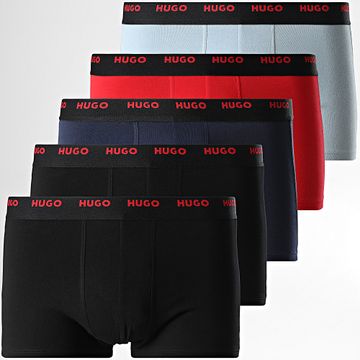 HUGO - Lote de 5 Boxers 50532619 Negro Rojo Azul claro Azul marino