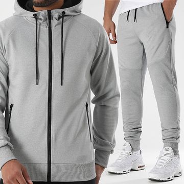 LBO - Conjunto de sudadera con capucha y cremallera y pantalón de chándal 0255 0256 Heather Grey