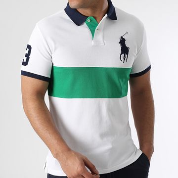 Polo Ralph Lauren - Polo personalizado Slim Fit Original Player Blanco Verde Azul Marino