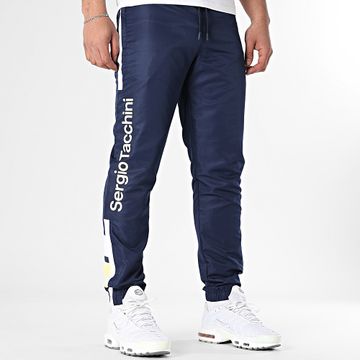 Sergio Tacchini - Denso 41124 Pantalón de chándal con banda blanca azul marino