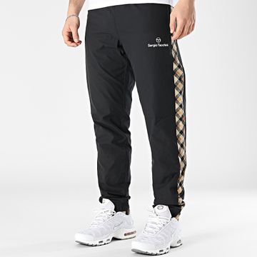 Sergio Tacchini - 40253 Negro Camel Tartán Rayas Pantalones Jogging