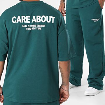 Ikao - 573 Conjunto de camiseta oversize y pantalón de chándal verde oscuro