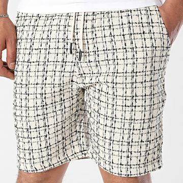 Frilivin - Pantalones cortos de tweed 387 Beige Negro Gris