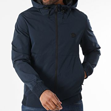 Kymaxx - Chaqueta azul marino con capucha y cremallera