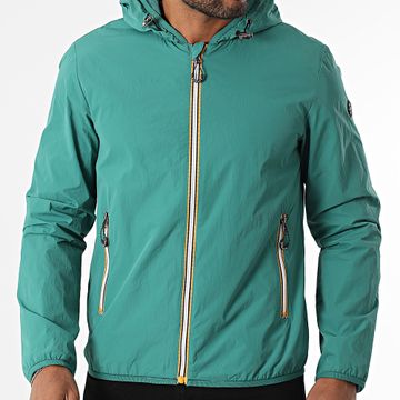 Kymaxx - Cortavientos con cremallera y capucha Verde